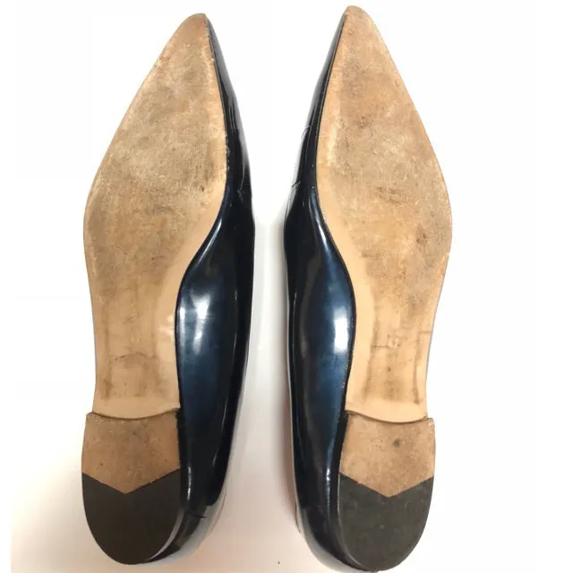 MANOLO BLAHNIK PATENT LEATHER FLAT POINTED TOE SIZE 42