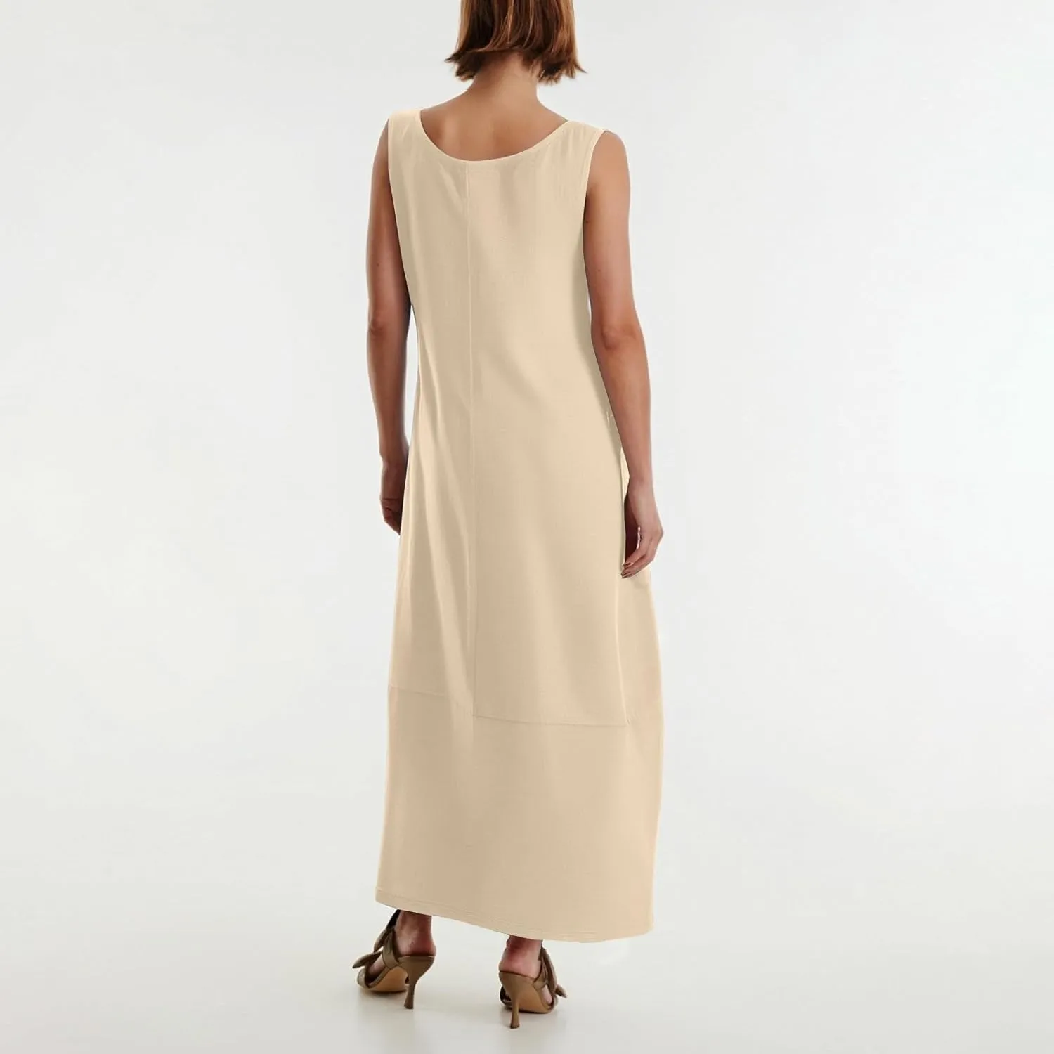 Maxi Dresses for Women 2025 Summer Beach Vacation Boho Dress Plus Size Sleeveless Crewneck Sundresses with Pockets