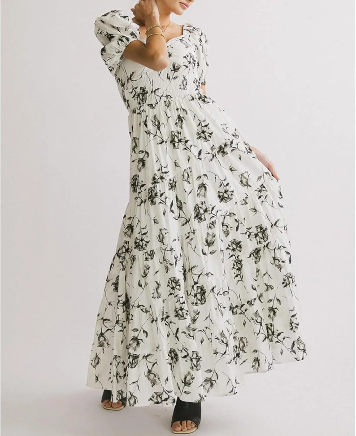 Meiweileya Women Spaghetti Strap Maxi Dress Y2k Floral Lace Trim Ruffle Long Dress Boho Patchwork Flowy Summer Beach Sundress
