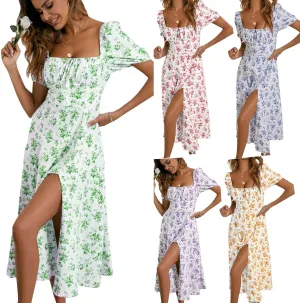 Milk Maid Dress for Women Plus Size Summer Floral Cottagecore Corset Midi Dresses Casual Elegant Tea Party Dress