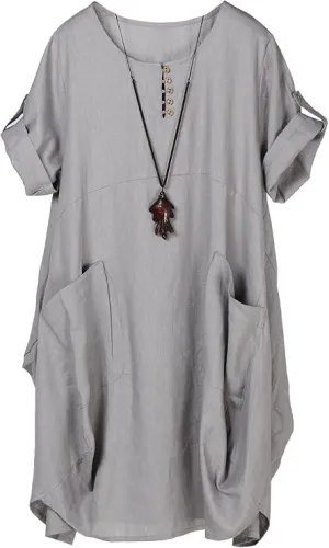 Minibee Women's Ruffle Oversize Casual Midi Dresses with Pockets
