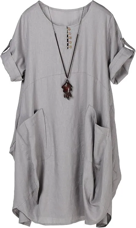 Minibee Women's Ruffle Oversize Casual Midi Dresses with Pockets