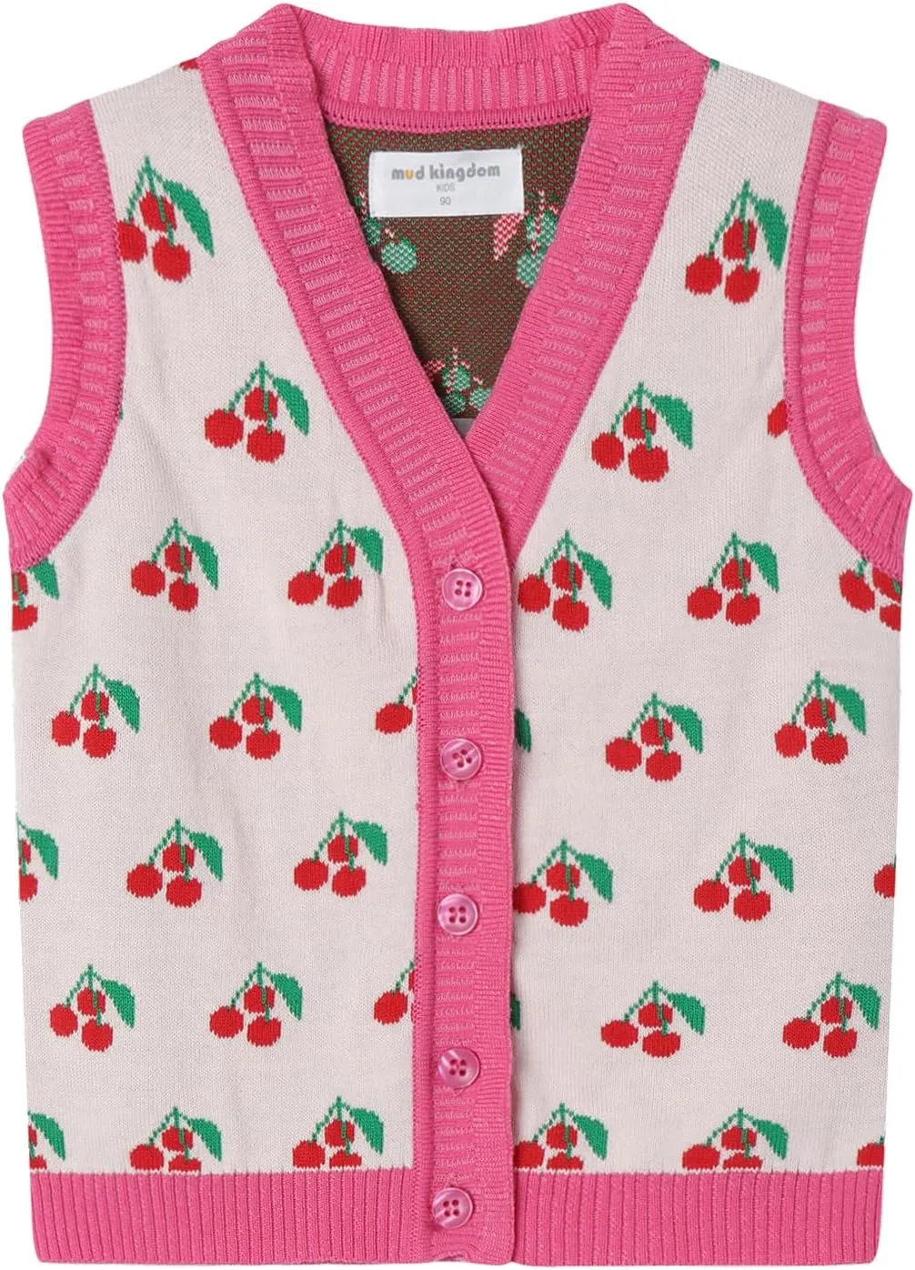 Mud Kingdom Toddler Little Girls Sweater Vest Knitted Sleeveless Button Down V-Neck Spring Autumn