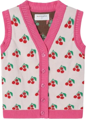 Mud Kingdom Toddler Little Girls Sweater Vest Knitted Sleeveless Button Down V-Neck Spring Autumn