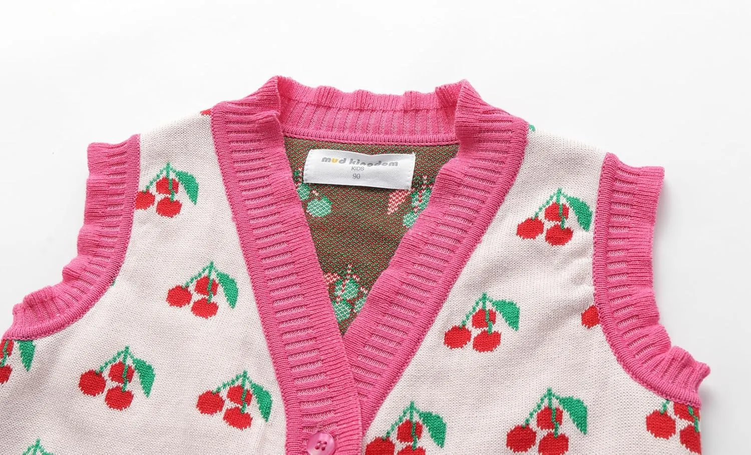 Mud Kingdom Toddler Little Girls Sweater Vest Knitted Sleeveless Button Down V-Neck Spring Autumn