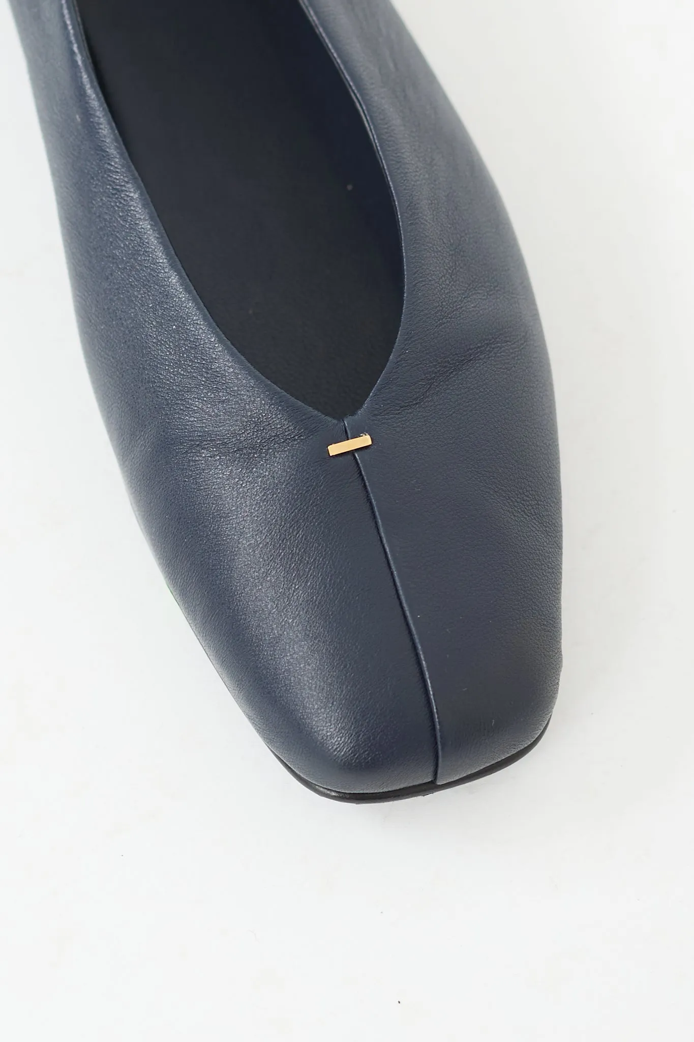 Navy Leather Eva Flat