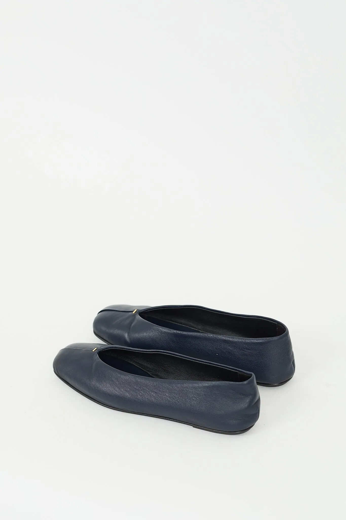 Navy Leather Eva Flat