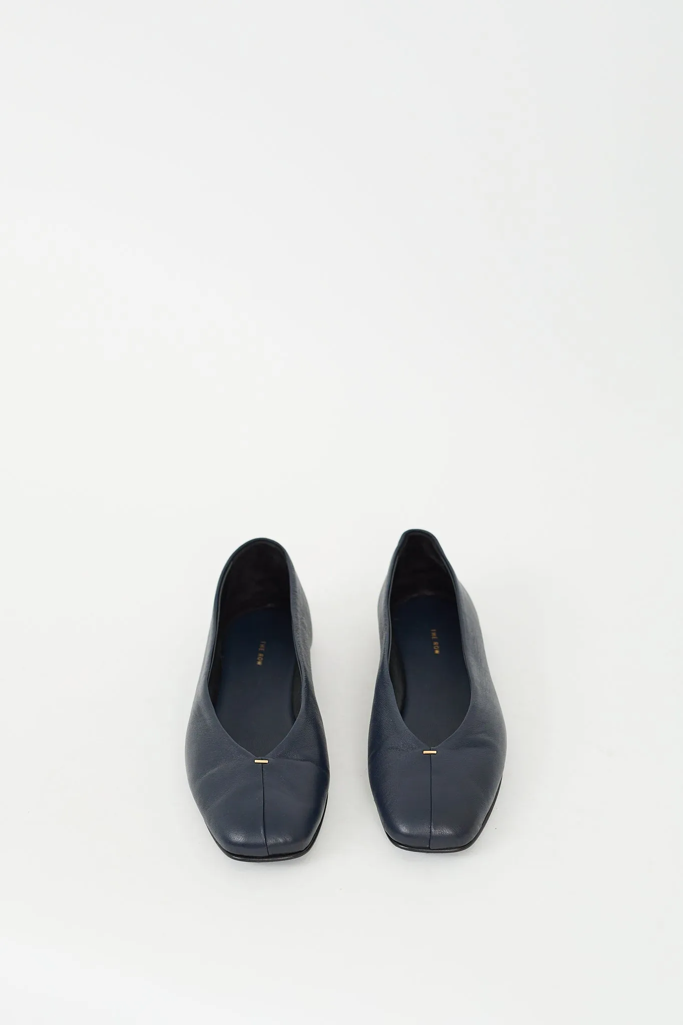Navy Leather Eva Flat