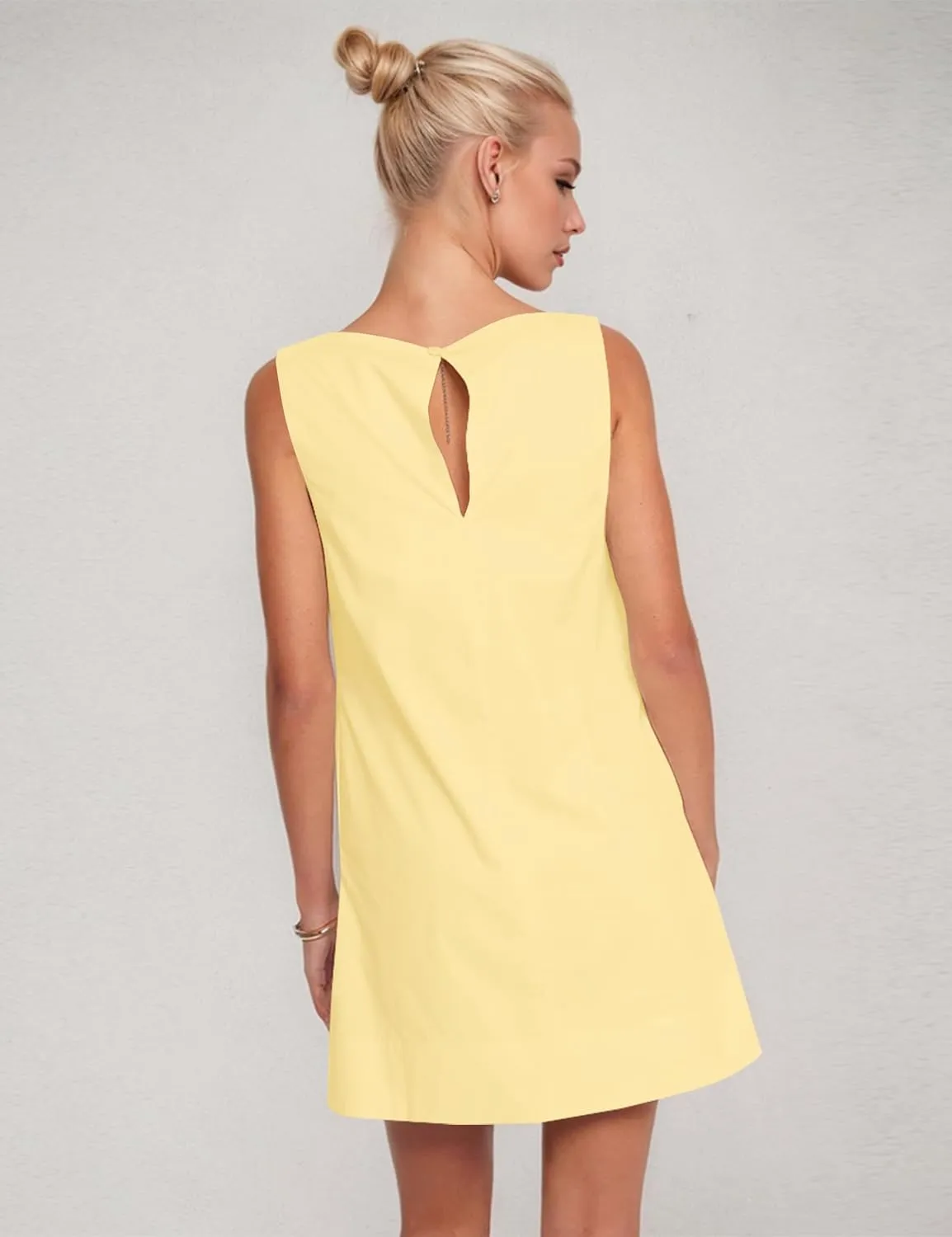 OLAPTA Women Sleeveless Summer Mini Tank Dress Tie Up Loose Fit Sundress Scoop Neck Casual Trendy Short Dresses with Pockets