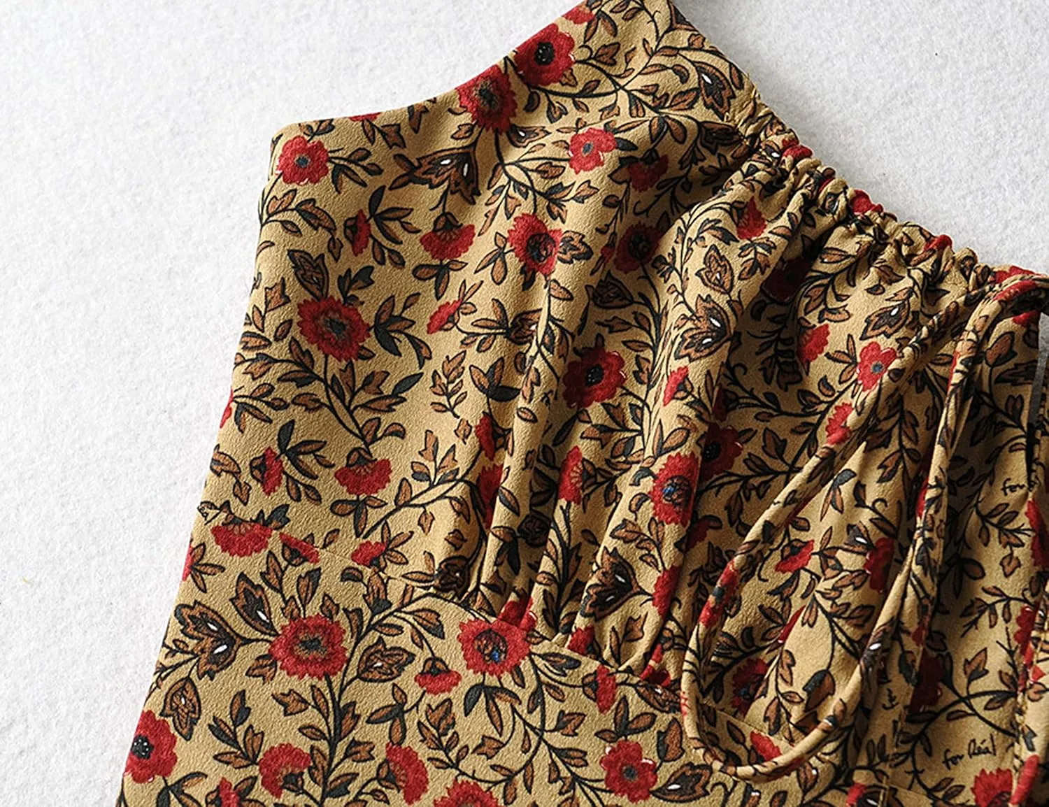 Omoone Womens Floral Dress Low-Cut Square Neck Spaghetti Strap Tie Bodycorn 90s Y2k Sun Dresses