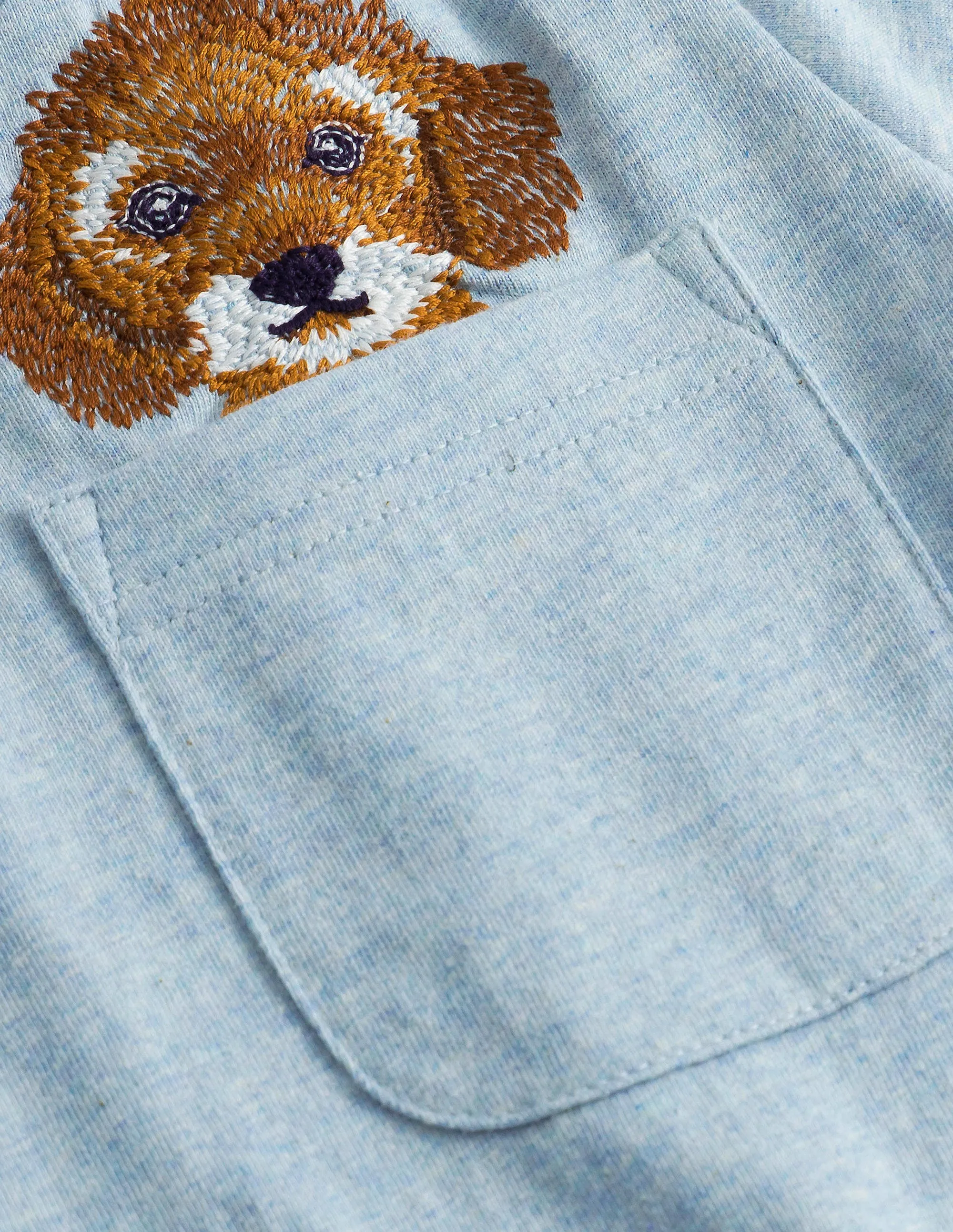 Peeping Pocket T-Shirt-Surf Blue Dog