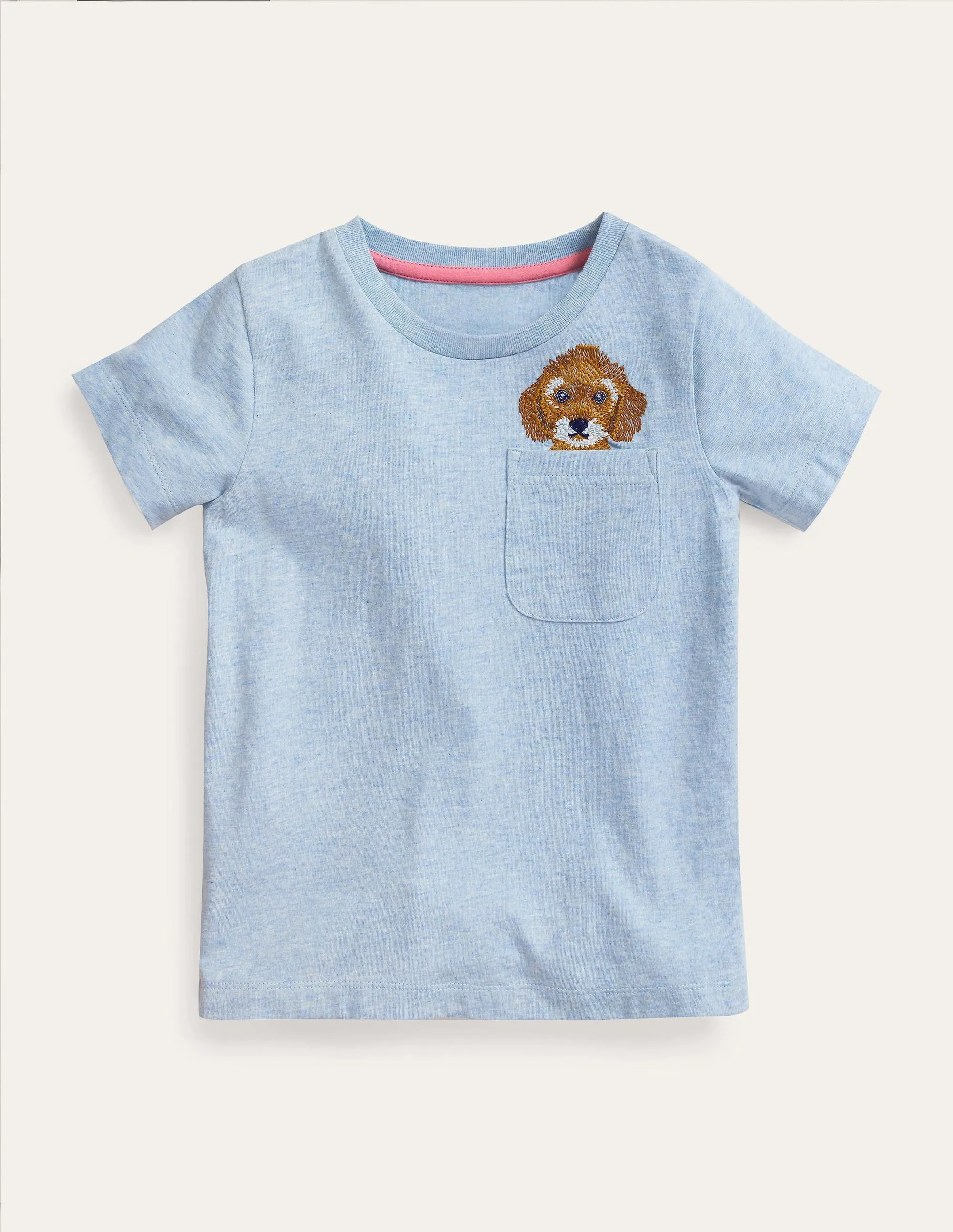 Peeping Pocket T-Shirt-Surf Blue Dog