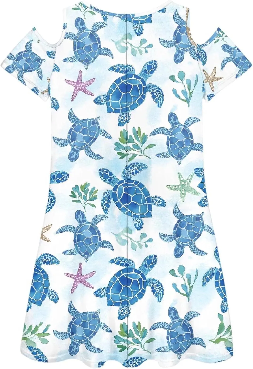PinUp Angel Summer Casual Cute Floral Flowy Crew Neck Sundresses Graphic Beach Shift Dress for Women