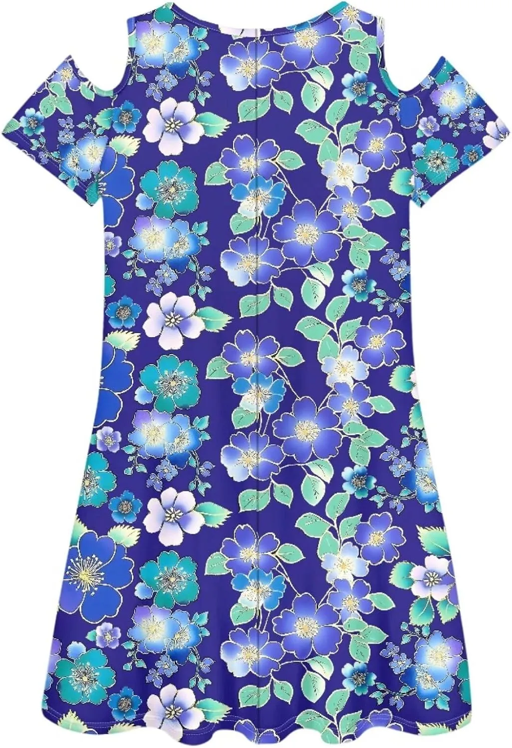 PinUp Angel Summer Casual Cute Floral Flowy Crew Neck Sundresses Graphic Beach Shift Dress for Women