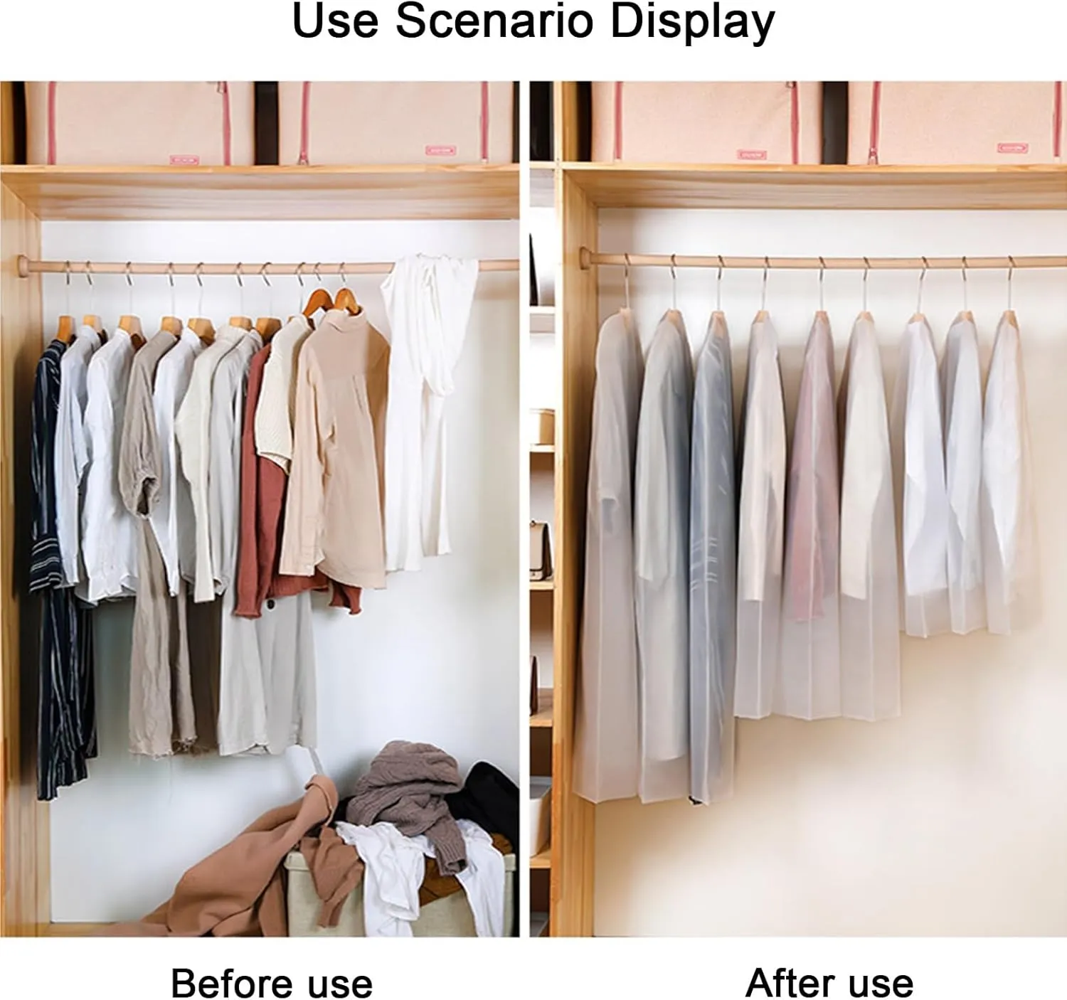 Plastic Clothes Covers, Travel Garment Bag, Translucent PEVA Material, Full-length Zipper, Suitable for Hoodies, Dresses, Jackets(60x100cm x39in)
