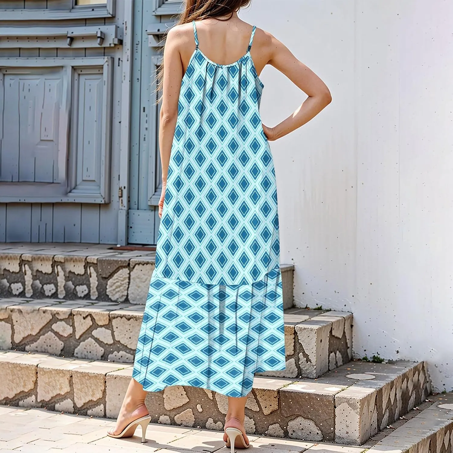 Plus Size Summer Dresses for Women Spaghetti Strap Sleeveless Maxi Dress Floor Length Bohemian Casual Formal Dress