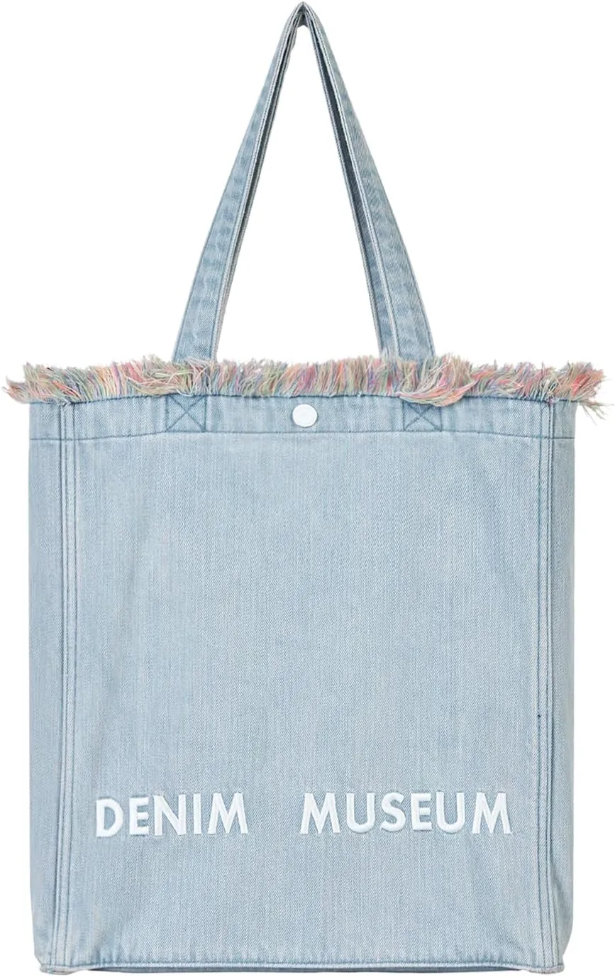 Premium Red Yarn Fringe Boho Denim Tote Bag for Women  2025 Summer Niche Lightweight Foldable Designer Shoulder Purse