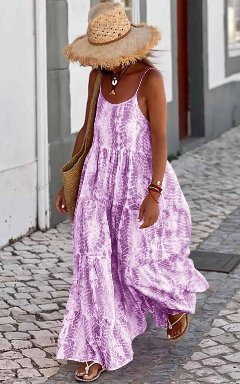 PRETTYGARDEN Women Summer Dresses 2025 Spaghetti Strap Scoop Neck Floral Maxi Dress Flowy Boho Long Sundress with Pockets