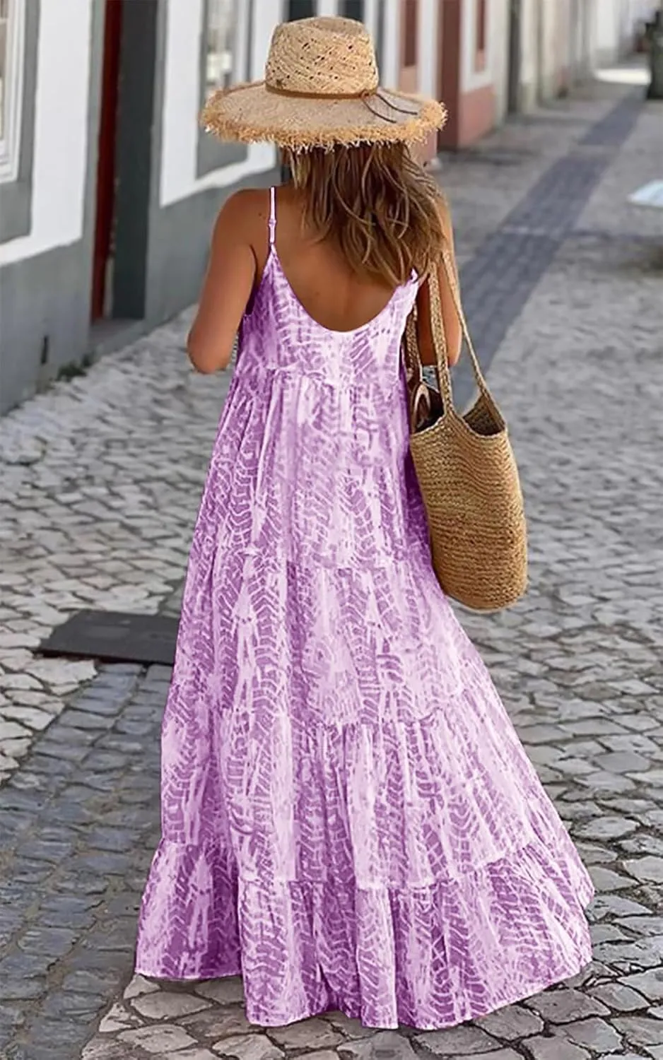 PRETTYGARDEN Women Summer Dresses 2025 Spaghetti Strap Scoop Neck Floral Maxi Dress Flowy Boho Long Sundress with Pockets