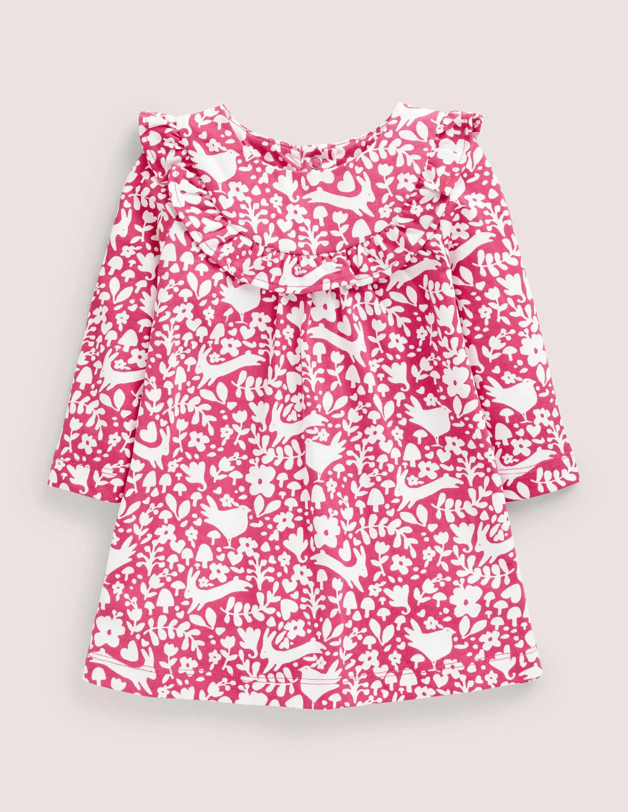 Printed Long Sleeve Dress-Sweet Pink Woodland