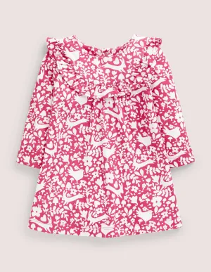 Printed Long Sleeve Dress-Sweet Pink Woodland