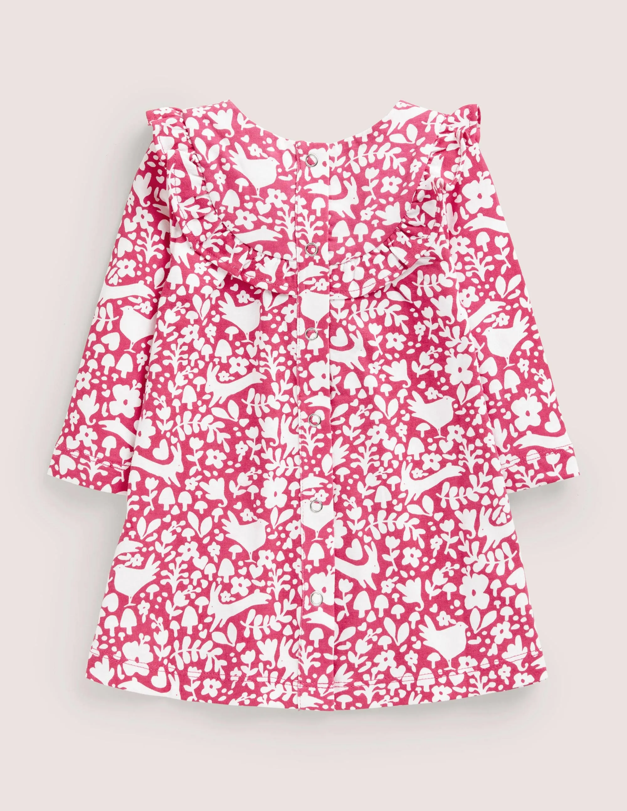 Printed Long Sleeve Dress-Sweet Pink Woodland