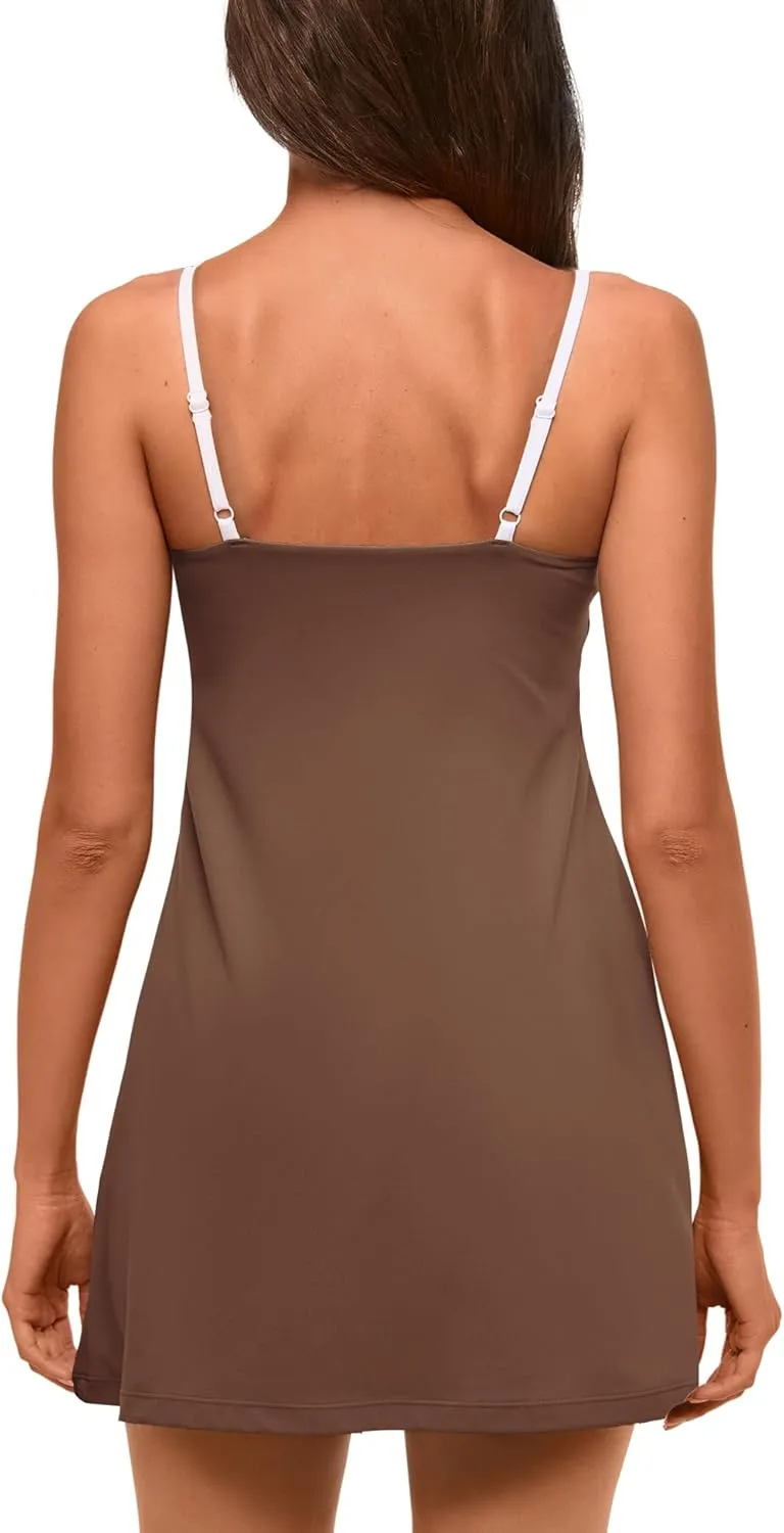 ReachMe Womens Tennis Dress with Built in Shorts Summer Athletic Dresses Workout Golf Outfits Mini Romper Dress