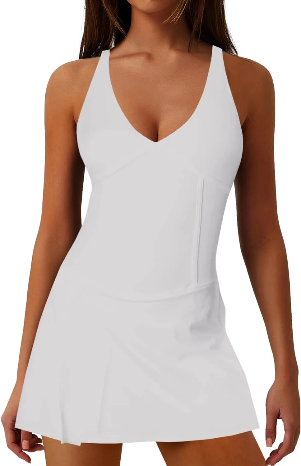 ReachMe Womens Tennis Skorts Onesie Workout Rompers One Piece Golf Outfits Athletic Dresses with Built in Shorts