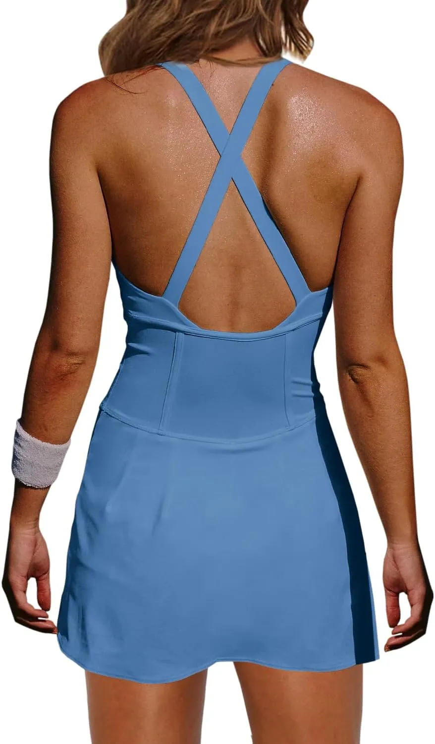 ReachMe Womens Tennis Skorts Onesie Workout Rompers One Piece Golf Outfits Athletic Dresses with Built in Shorts