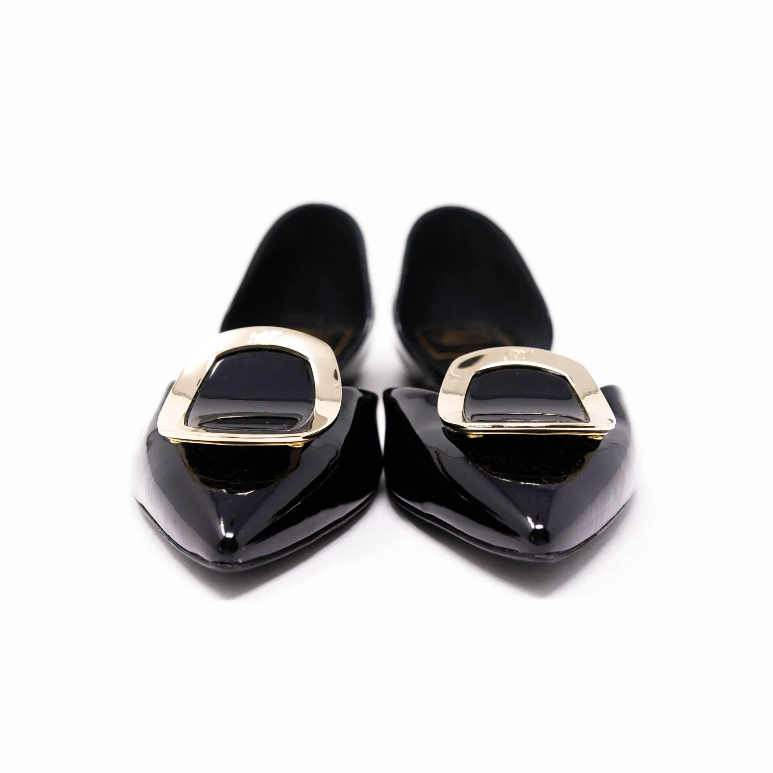 Roger Vivier Black Patent Chips Flats 37.5