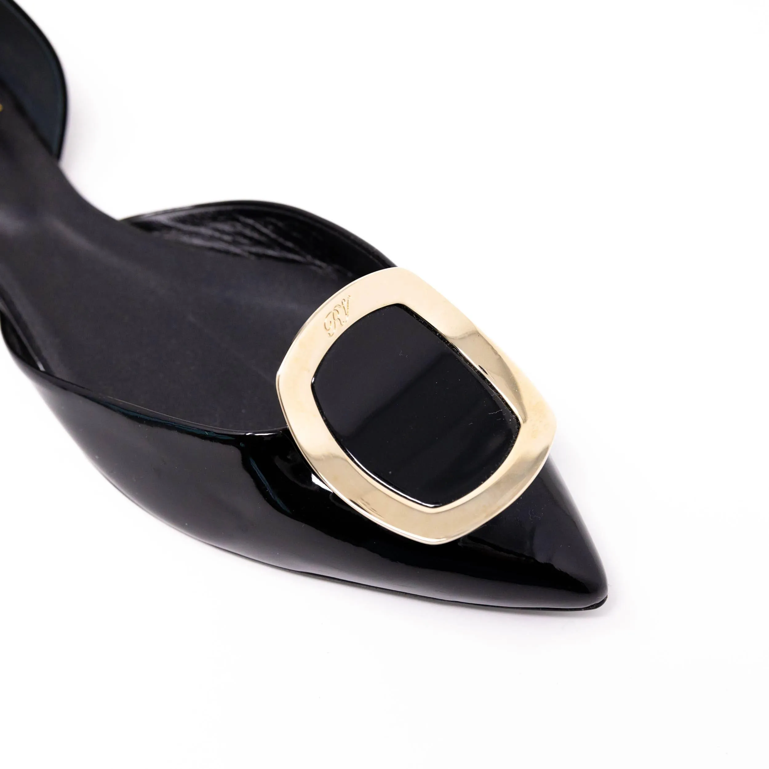 Roger Vivier Black Patent Chips Flats 37.5