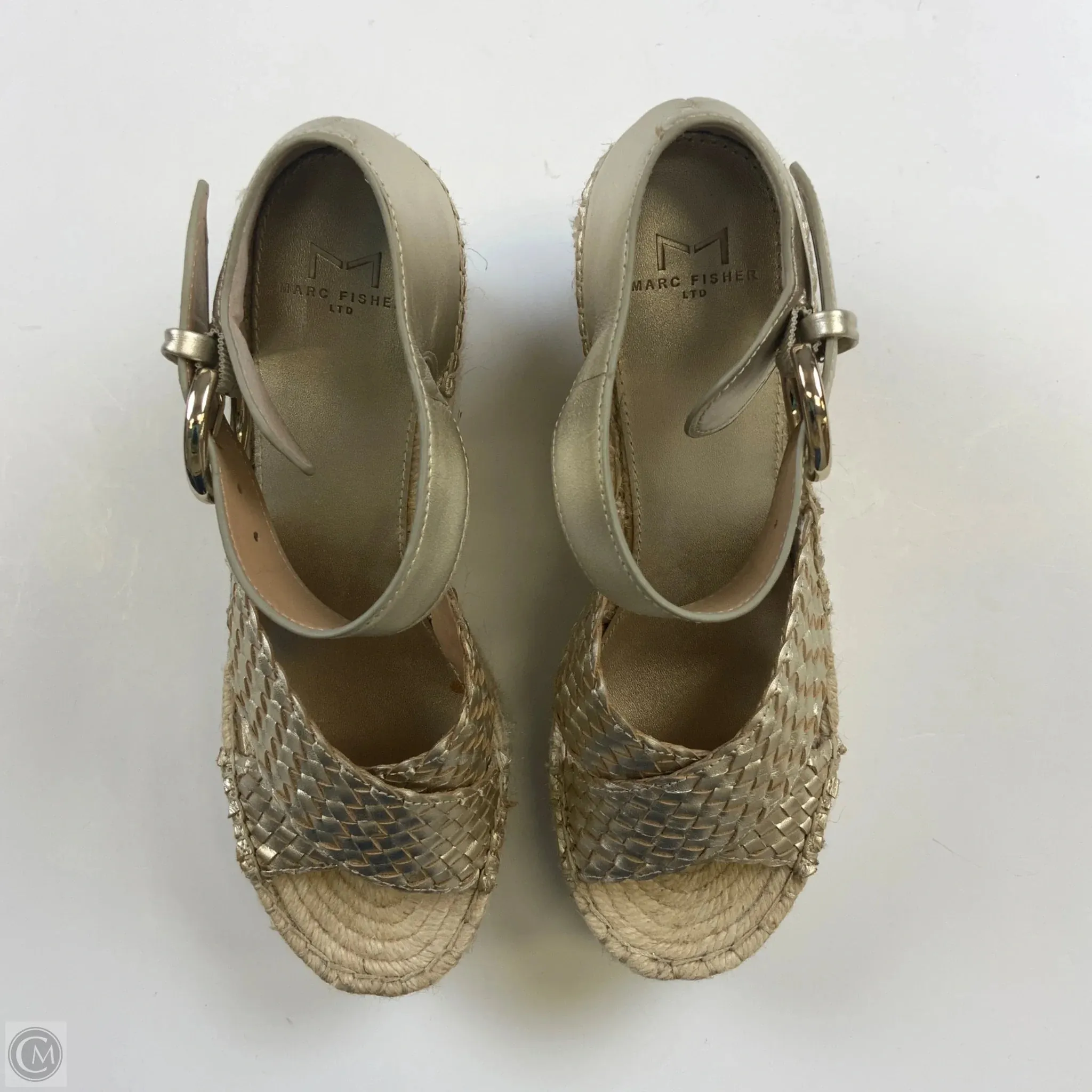 Sandals Heels Wedge By Marc Fisher In Gold, Size: 9.5