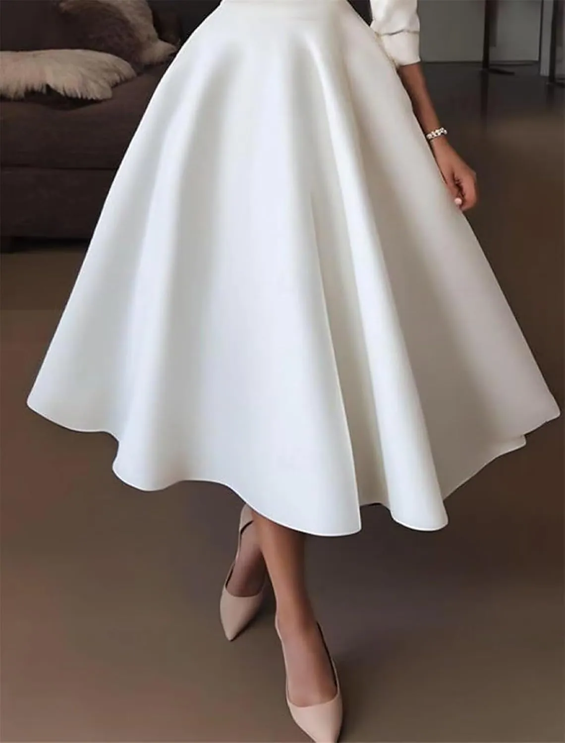 Satin V Neck Mother of The Bride Dresses for Wedding 3/4 Sleeves A Line Wedding Guest Dresses for Women with Pleates