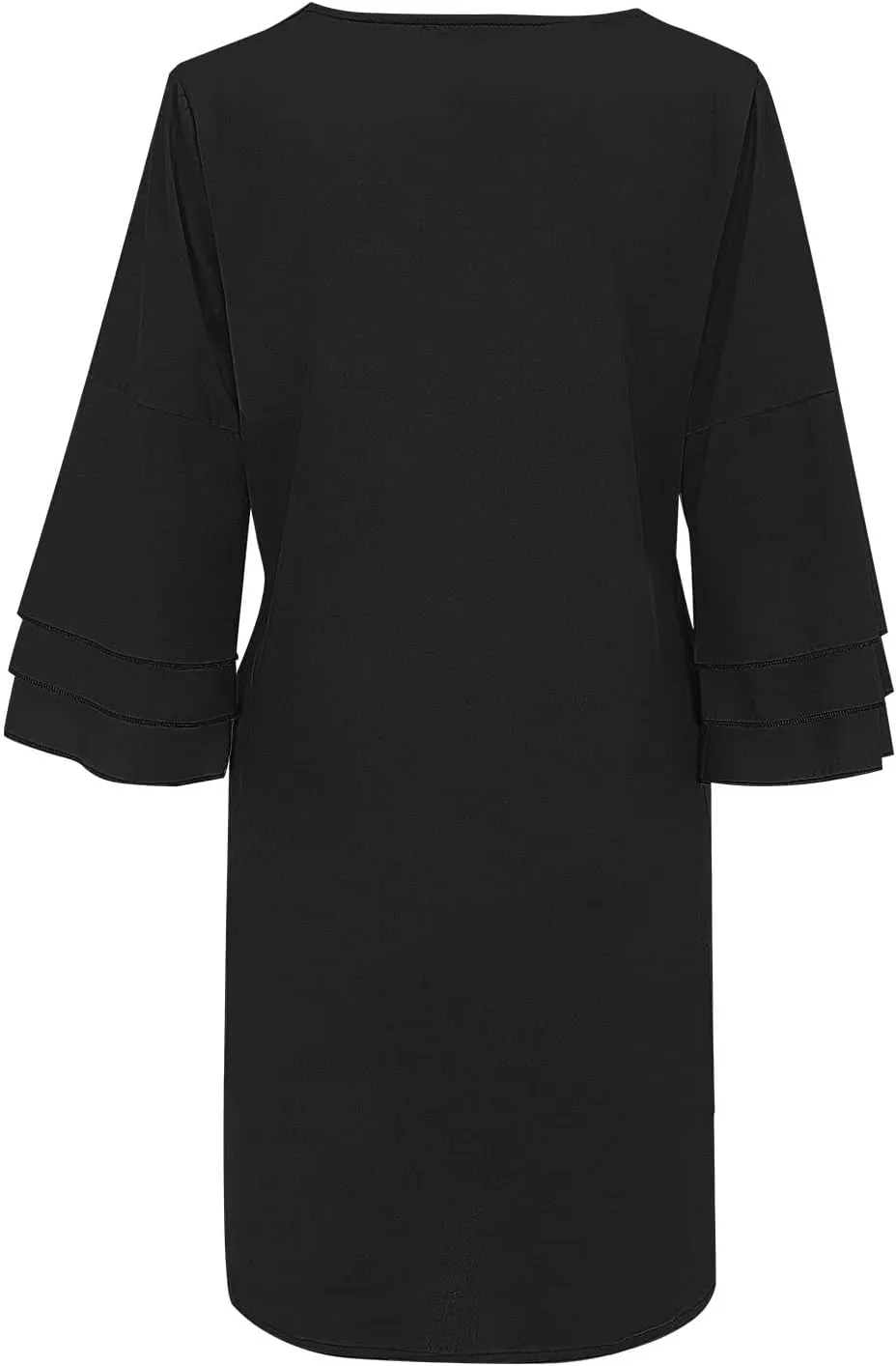 Shift Dress for Women Casual V Neck Loose Swing Mini Dress Layered Ruffles 3/4 Sleeve Casual Summer Floral Sundress