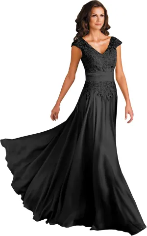 Sukleet Women's Lace Applique Mother of The Bride Dresses for Wedding V-Neck Long Formal Evening Gowns