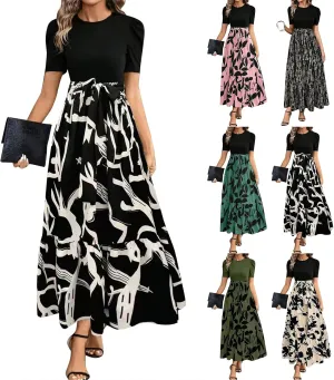 Sumemr Dresses for Women Vintage Floral Maxi Dress Long Formal Dresses Casual Puff Sleeve Church Wedding Guest Dress