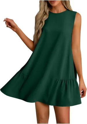 Tank Dresses for Women 2025 Solid Color Flowy Beach Sundresses Casual Vacation Summer Trendy Clothing