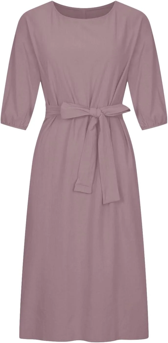 TARIENDY Women Casual Dresses Summer Lace Up Dress Plus Size Plain Lounge Dress Loose Fit Comfy Midi Dresses 2025 Trendy