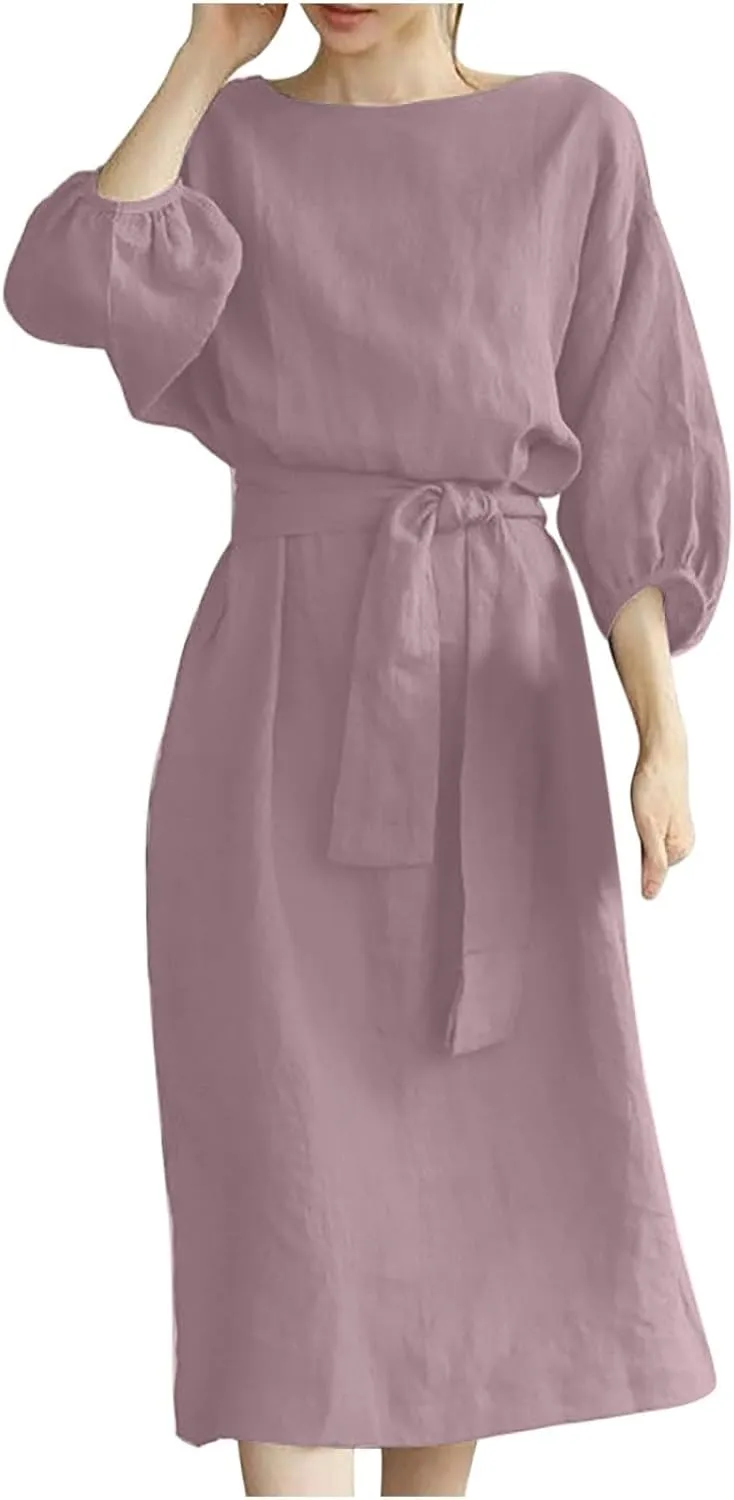 TARIENDY Women Casual Dresses Summer Lace Up Dress Plus Size Plain Lounge Dress Loose Fit Comfy Midi Dresses 2025 Trendy