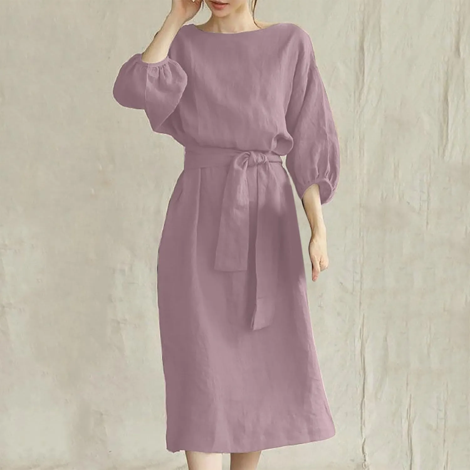 TARIENDY Women Casual Dresses Summer Lace Up Dress Plus Size Plain Lounge Dress Loose Fit Comfy Midi Dresses 2025 Trendy