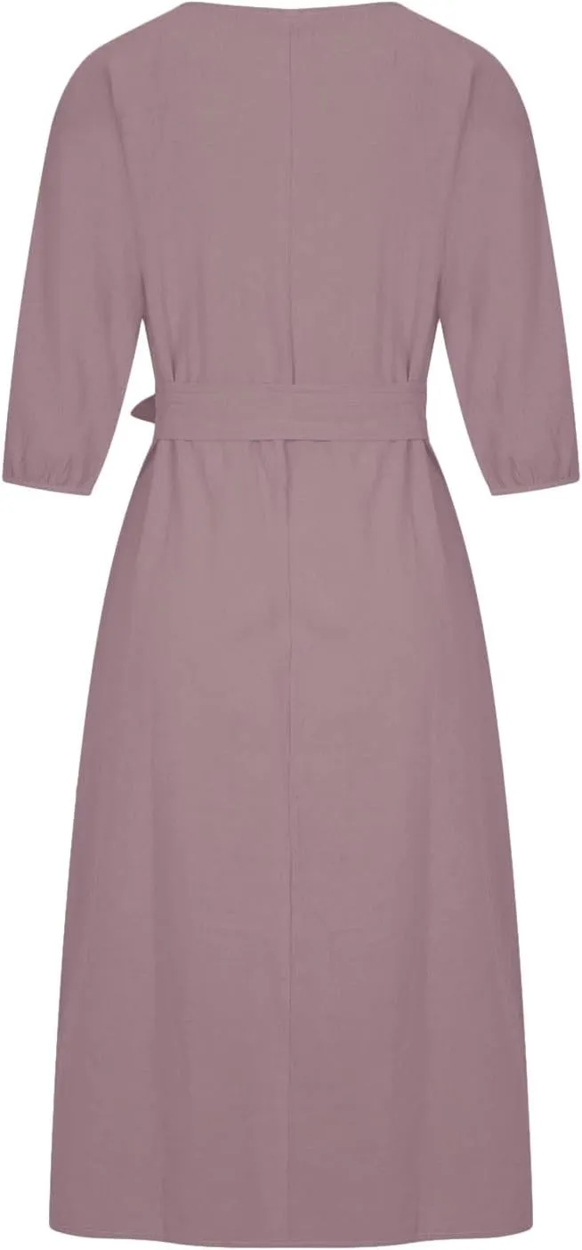 TARIENDY Women Casual Dresses Summer Lace Up Dress Plus Size Plain Lounge Dress Loose Fit Comfy Midi Dresses 2025 Trendy