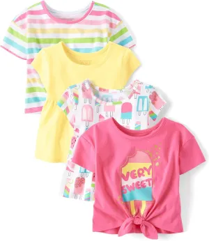 The Children's Place Baby Girls' and Toddler Short Sleeve Everyday Casual Knit Shirt