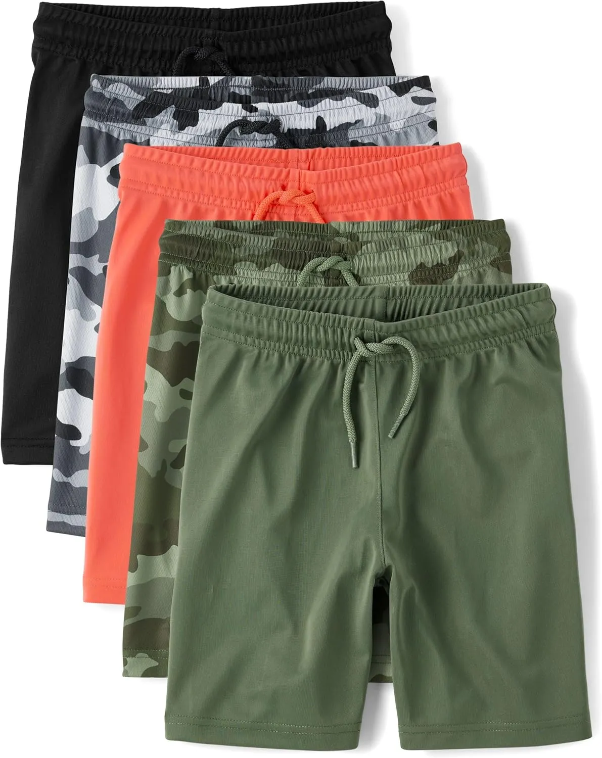 The Children's Place,Boys,Athletic Basketball Shorts,Camo/Solid 5-Pack,Medium