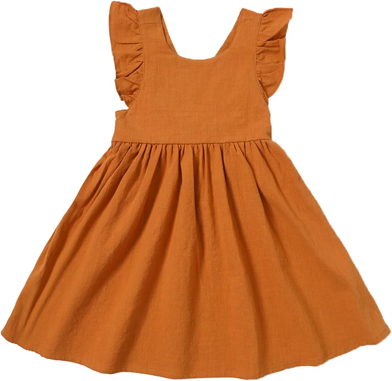Toddler Linen Dress Baby Girls Ruffle Sleeveless Casual Party Dresses Summer Beach Sundress Mini Dresses