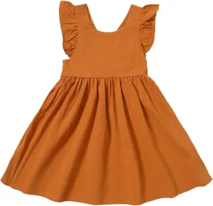 Toddler Linen Dress Baby Girls Ruffle Sleeveless Casual Party Dresses Summer Beach Sundress Mini Dresses
