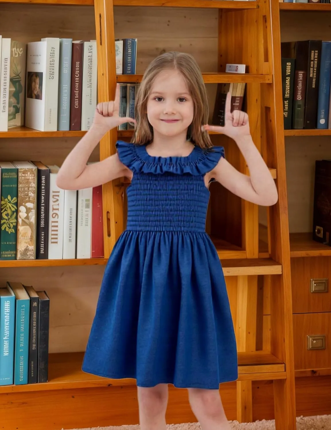 Toddler Little Girls Summer Dresses Floral Ruffle Sleeve A-Line Sundress Smocked Swing Birthday Outfits Dress 2-7 Years