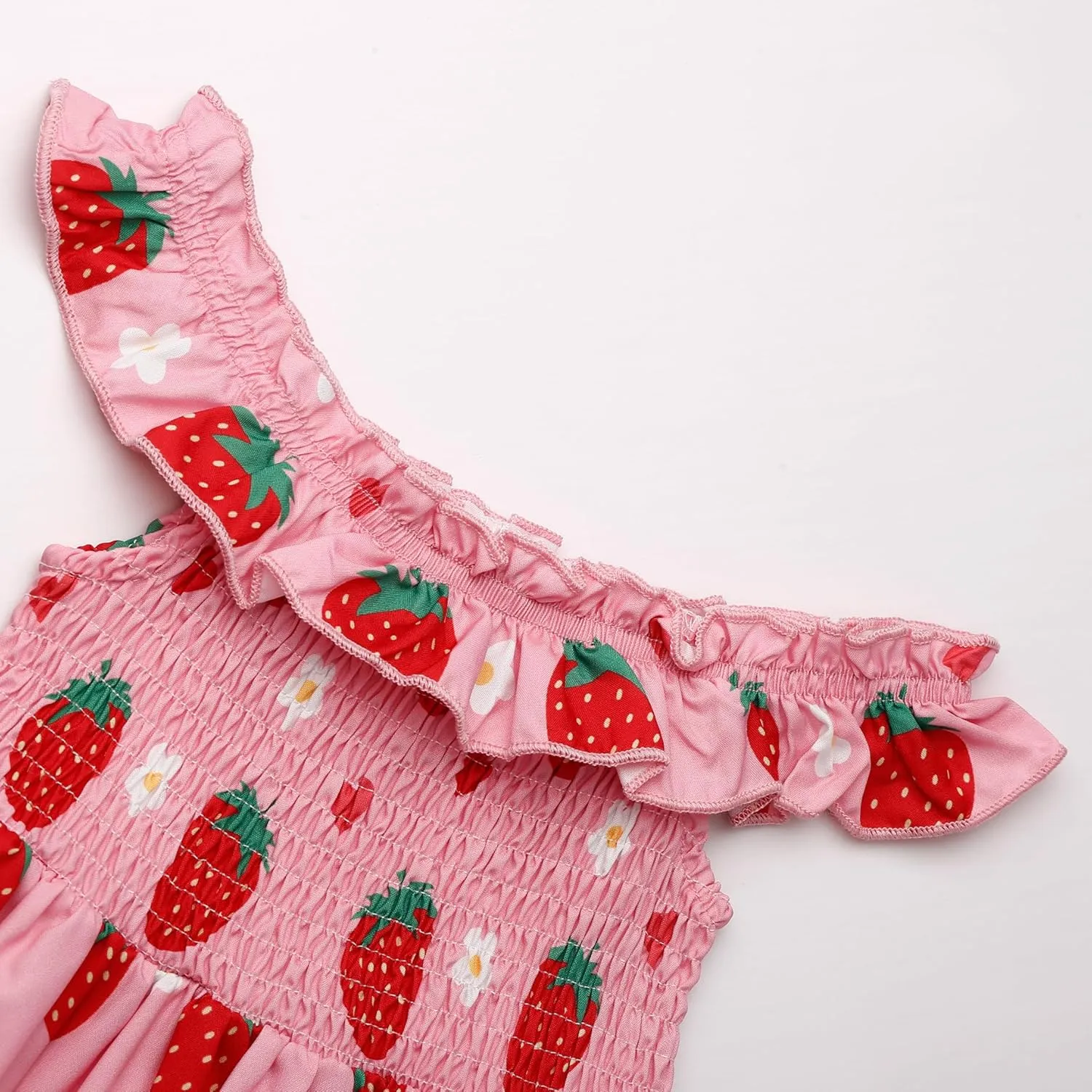 Toddler Little Girls Summer Dresses Floral Ruffle Sleeve A-Line Sundress Smocked Swing Birthday Outfits Dress 2-7 Years