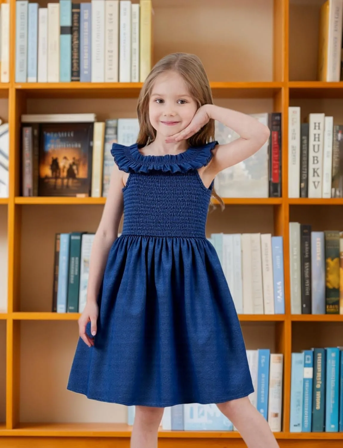 Toddler Little Girls Summer Dresses Floral Ruffle Sleeve A-Line Sundress Smocked Swing Birthday Outfits Dress 2-7 Years