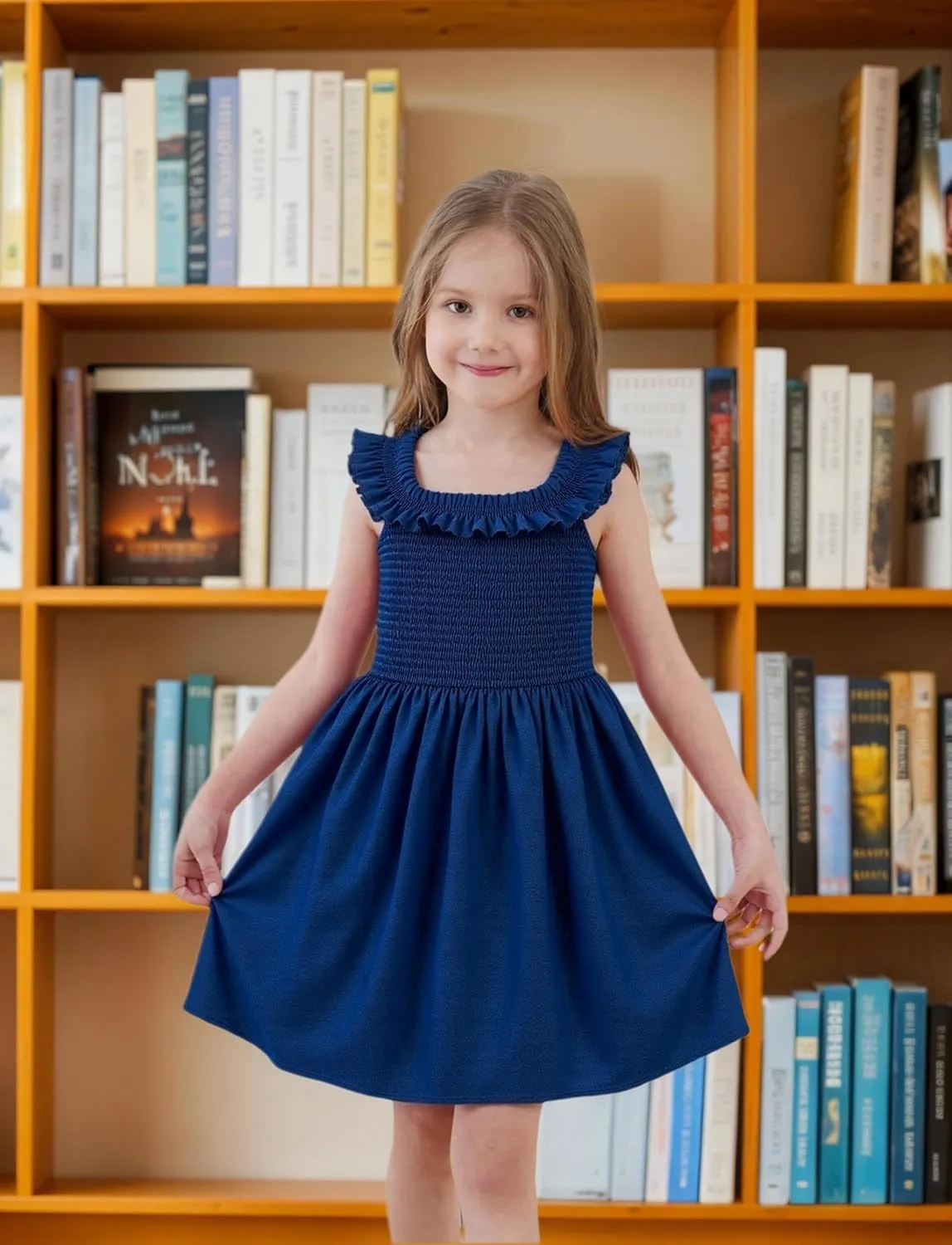 Toddler Little Girls Summer Dresses Floral Ruffle Sleeve A-Line Sundress Smocked Swing Birthday Outfits Dress 2-7 Years