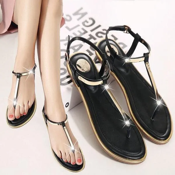 Women sandals sexy thin belt flat sandals for women
